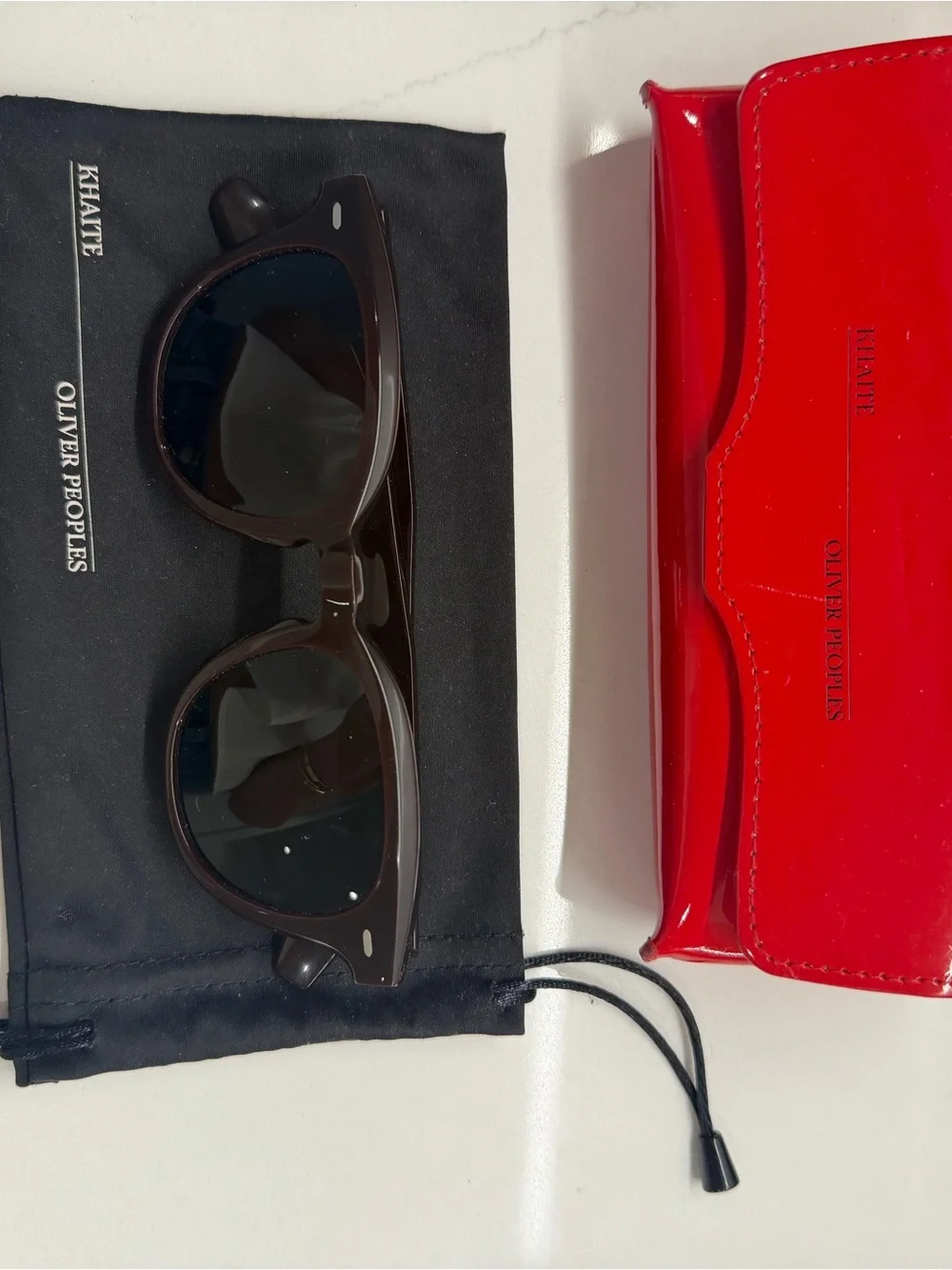 Oliver Peoples Dark Brown Frame Sunglasses with Green Lenses